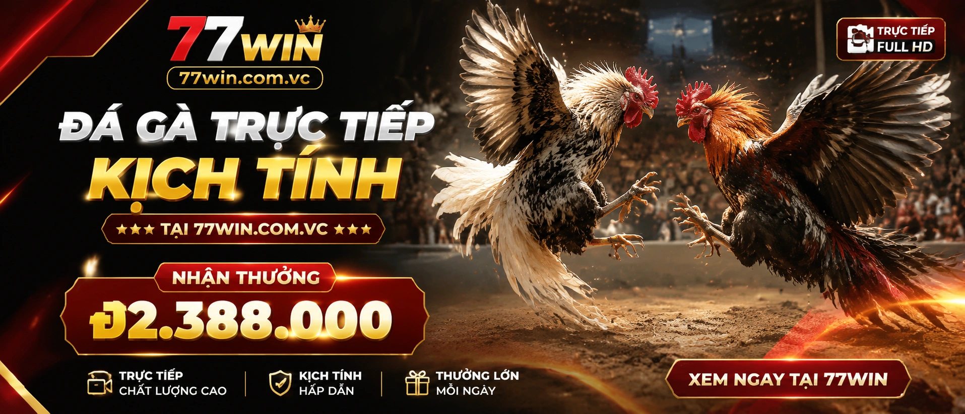 Giao diện phòng Đá Gà Trực Tiếp trên 77win